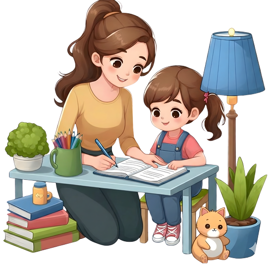 Teacher and child